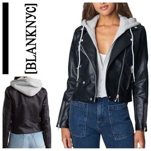 NWT [BLANKNYC] womens Vegan Leather Moto Jacket